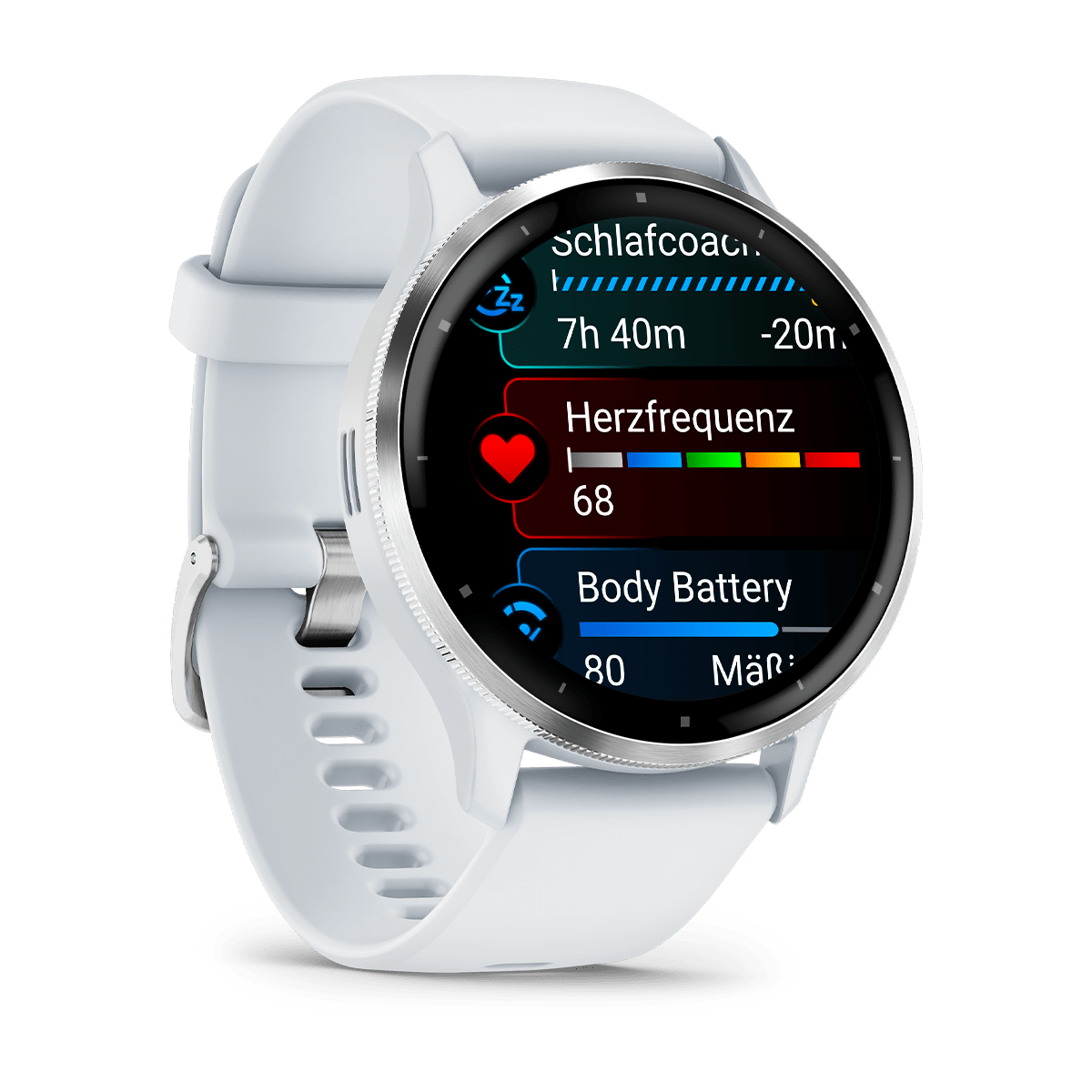 Venu® 3S Steinweiss/Silber mit Schnellwechsel-Silikon-Armband 010-02784_2