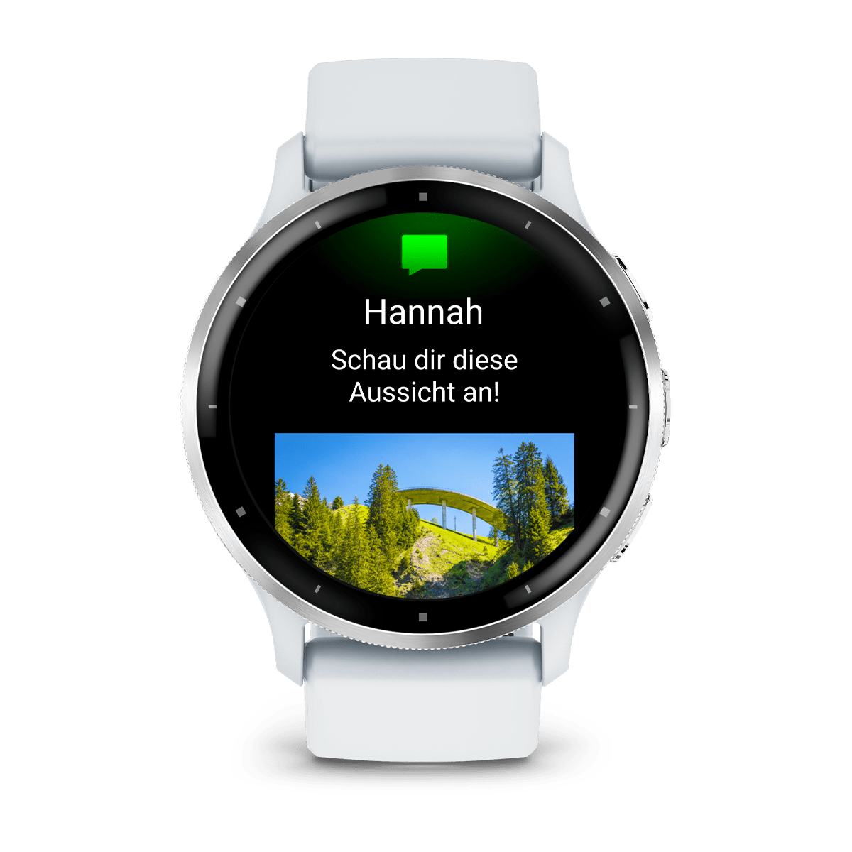 Venu® 3S Steinweiss/Silber mit Schnellwechsel-Silikon-Armband 010-02784_2