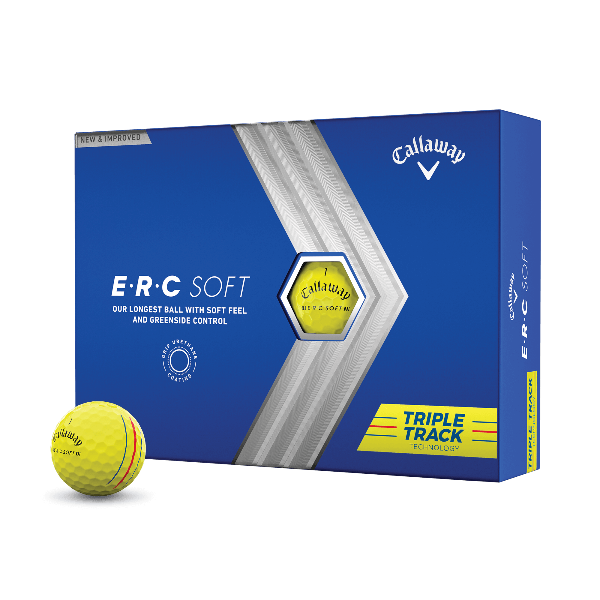 E-R-C Soft Yellow Balles de golf (douzaine) balls-2023-erc-soft-triple-track-yellow_1