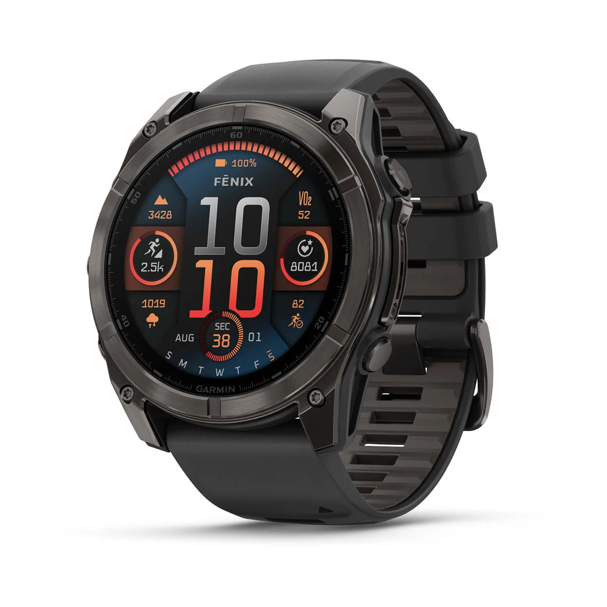 fēnix® 8 – 51 mm, AMOLED Sapphire, Schwarz/Carbongrau DLC Titan mit QuickFit®-Silikon-Armband 26 mm 010-02905_2