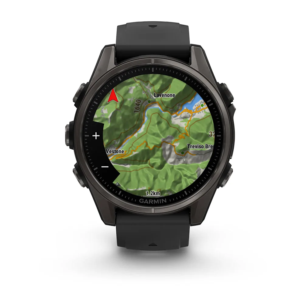 fēnix® 8 – 43 mm, AMOLED Sapphire, Schwarz/Titan Carbongrau DLC mit QuickFit®-Silikon-Armband 20 mm 010-02903_2