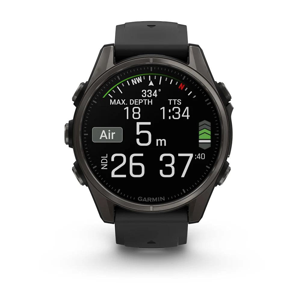 fēnix® 8 – 43 mm, AMOLED Sapphire, Schwarz/Titan Carbongrau DLC mit QuickFit®-Silikon-Armband 20 mm 010-02903_2