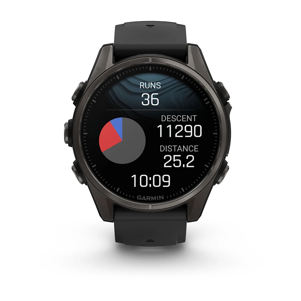 fēnix® 8 – 43 mm, AMOLED Sapphire, Schwarz/Titan Carbongrau DLC mit QuickFit®-Silikon-Armband 20 mm 010-02903_2