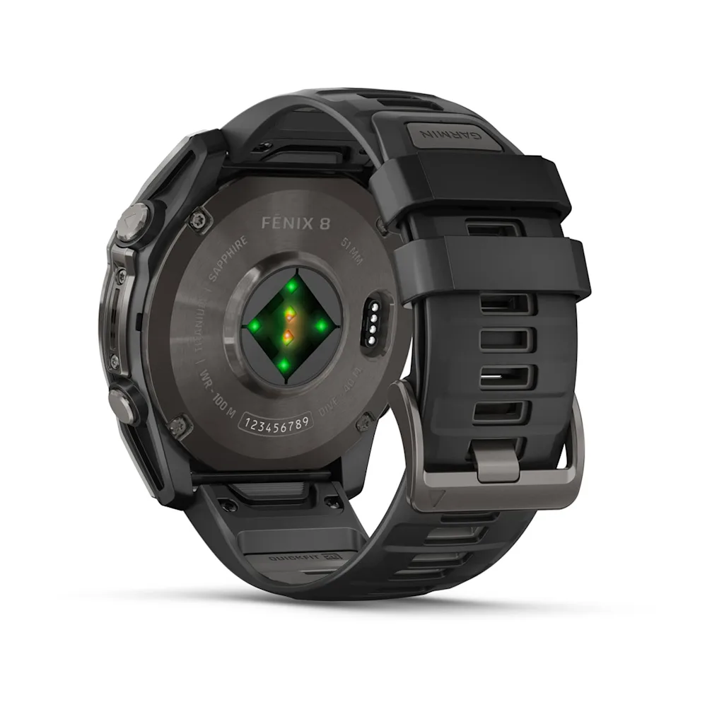 fēnix® 8 – 51 mm, AMOLED Sapphire, Schwarz/Carbongrau DLC Titan mit QuickFit®-Silikon-Armband 26 mm 010-02905_2