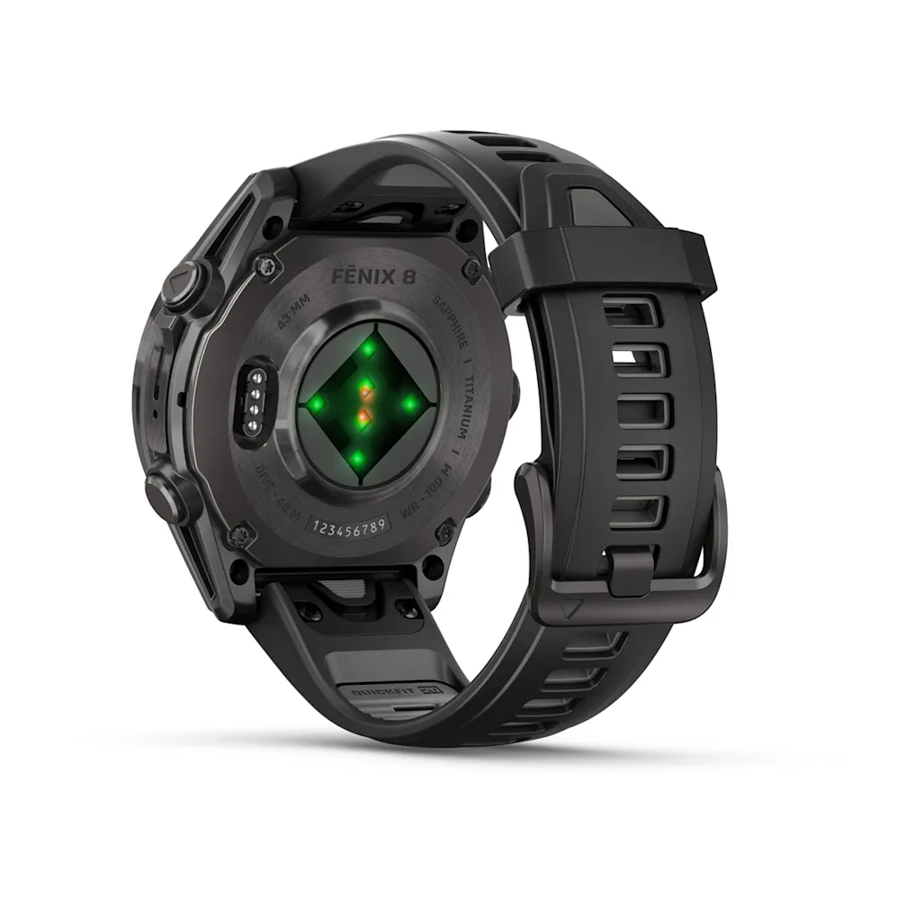 fēnix® 8 – 43 mm, AMOLED Sapphire, Schwarz/Titan Carbongrau DLC mit QuickFit®-Silikon-Armband 20 mm 010-02903_2
